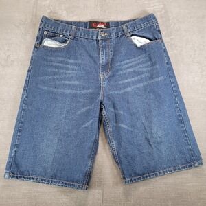 High Society Mens Baggy Denim‎ Jean Shorts Blue Size 40 Y2K Streetwear Skate